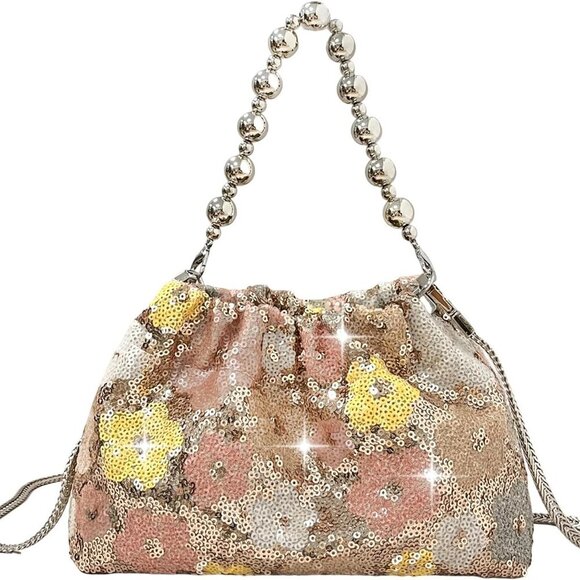 Accessories - Sparkling Sequin Flower Mini Handbag - Perfect Clutch for Parties and Dates